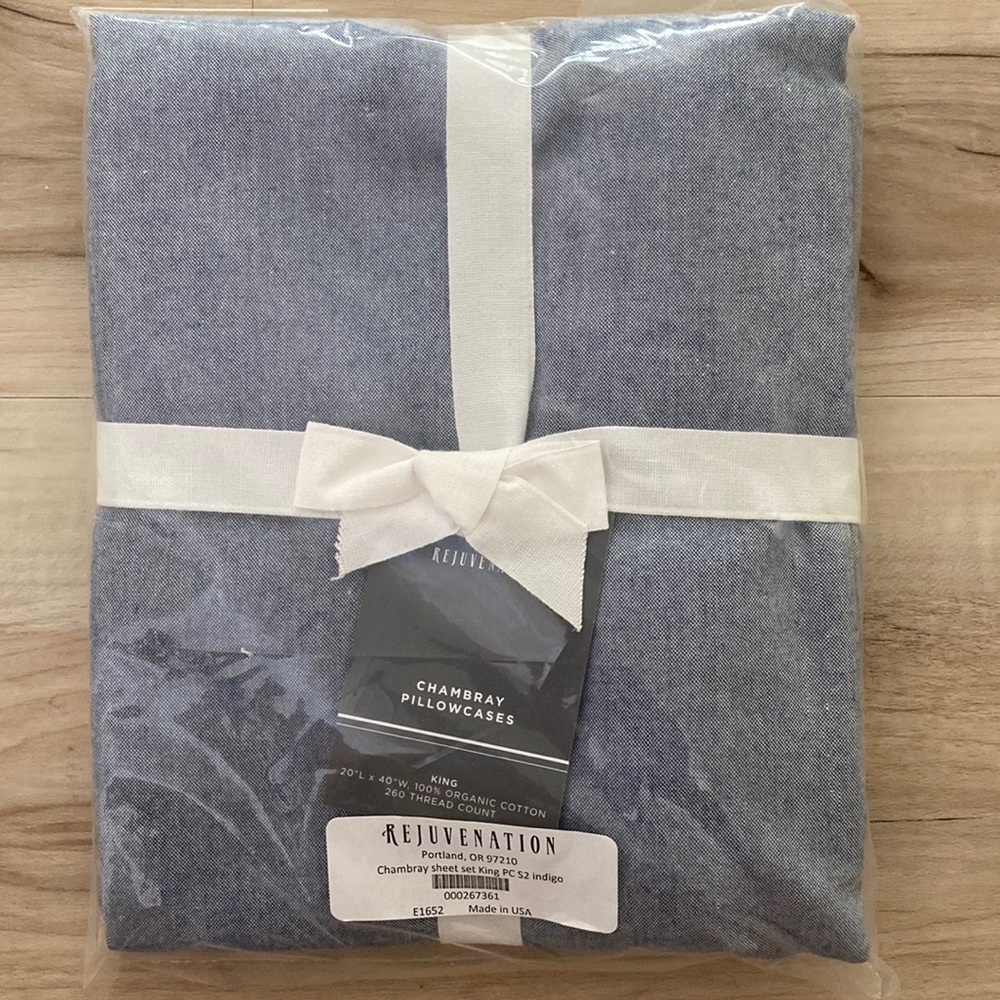 Rejuvenation Chambray Indigo King 2 piece pillowcases